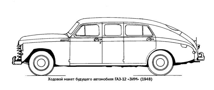 Ходовой макет будущего автомобиля ГАЗ-12 «ЗИМ» (1948)